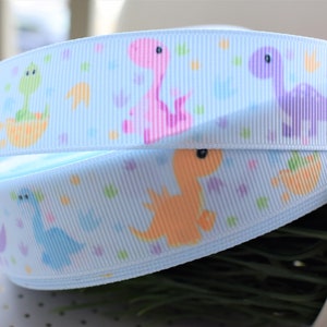 Baby Dinosaurs Ribbon, Dinosaurs Grosgrain Ribbon, Baby Dinosaurs Grosgrain Ribbon, It's a Dinosaurs  || 3 Yards of Ribbon -7/8" (22mm)