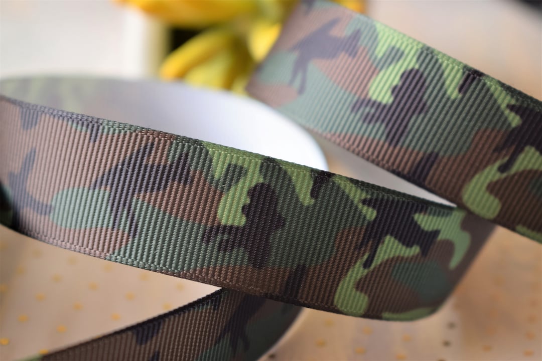 Green Camo Ribbon, Camouflage Ribbon, Camouflage Grosgrain Printed ...