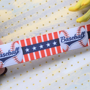 Ruban de baseball, ruban de balle de sport, ruban imprimé grosgrain de baseball, ruban de garçon de sport, || de baseball 3 verges de ruban - 1 » (25mm)