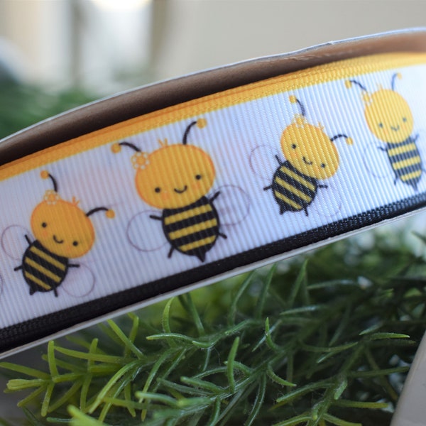 Bumble Bee Yellow Ribbon, Unisex Baby Shower Bee Ribbon, Safari Bumble Bee Baby Shower, Yellow Bee  || 3 Yards of Ribbon - 1" (25mm)