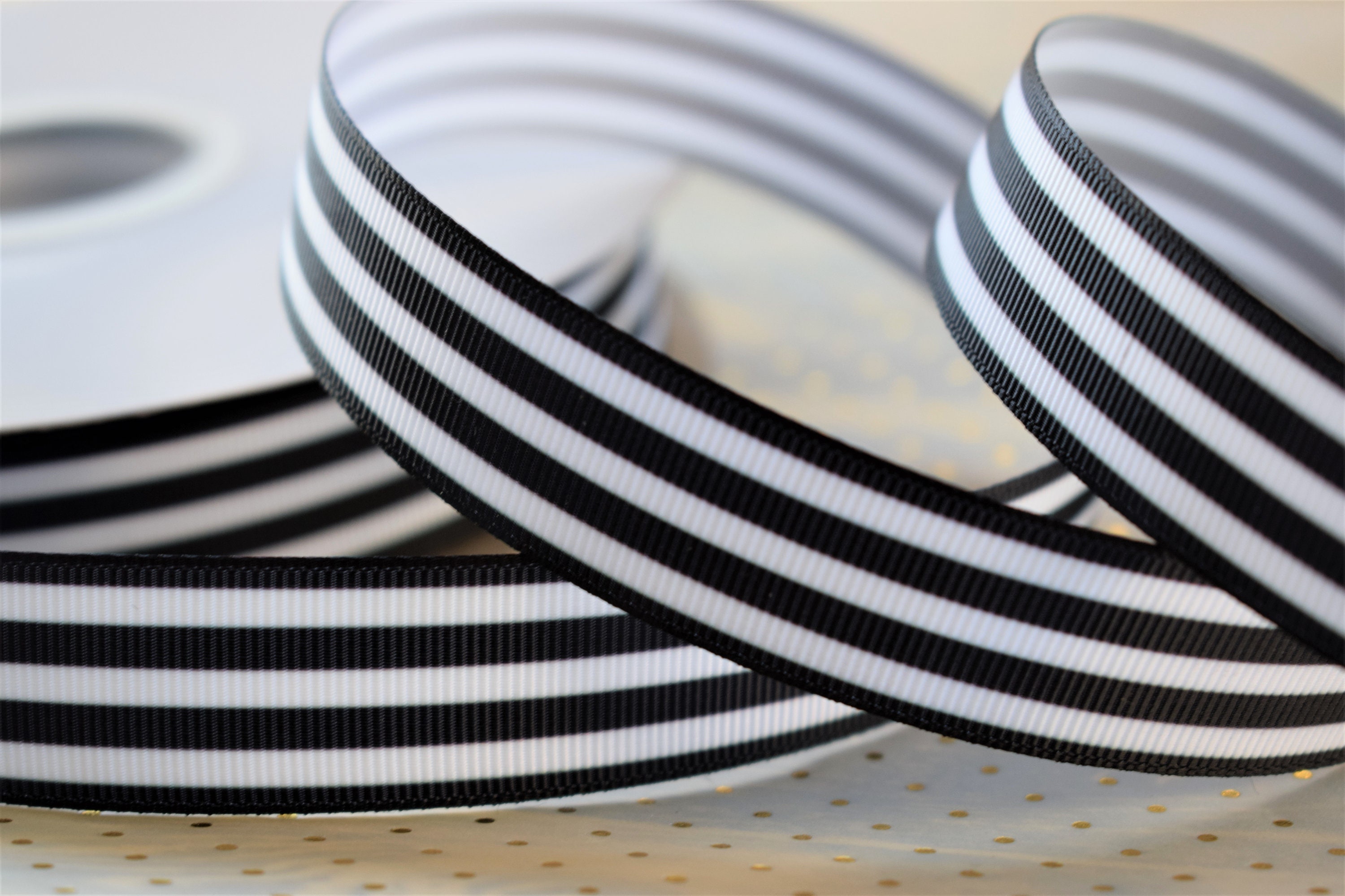 Black White Striped Ribbon Black Striped Ribbon Black White Etsy Australia