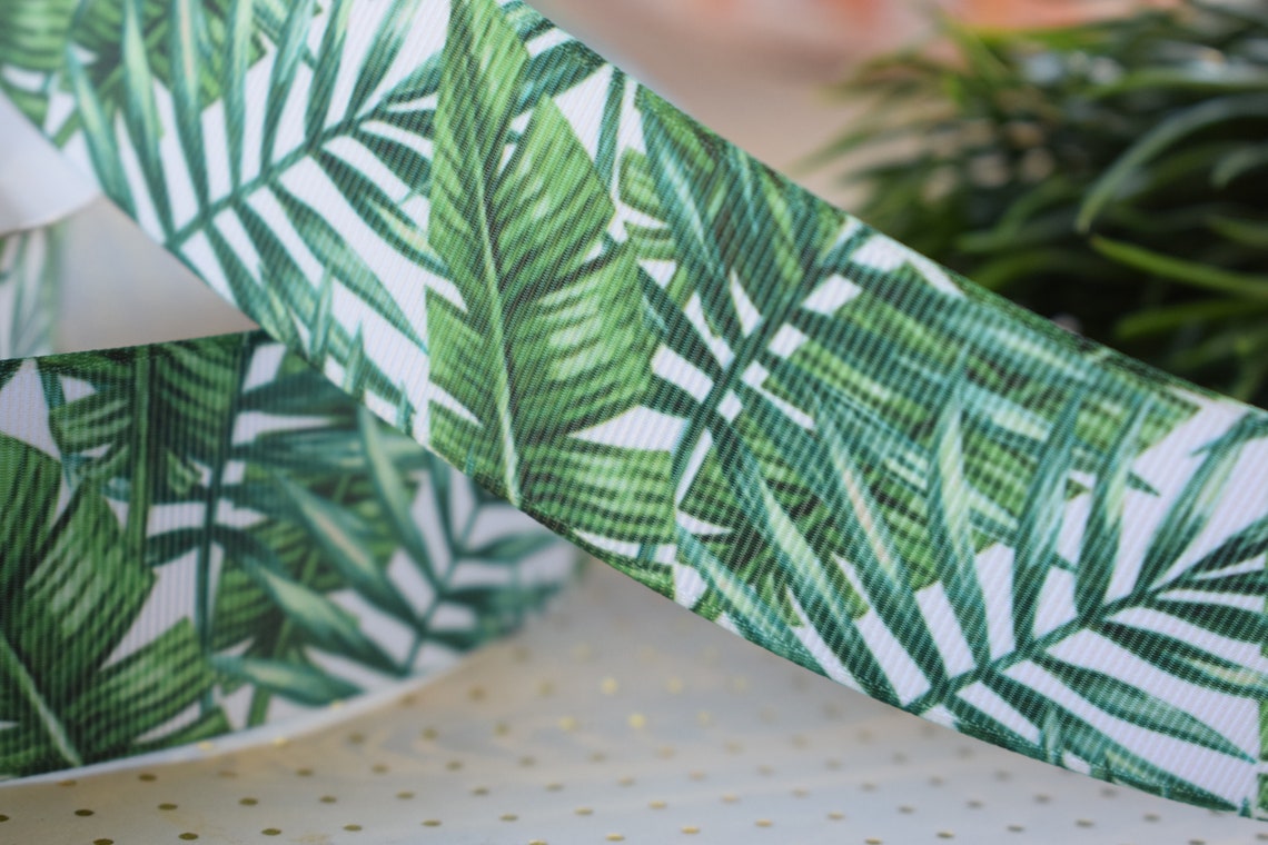 Greenery Leaf Ribbon Leaf Greenery Ribbon Green Grosgrain Etsy