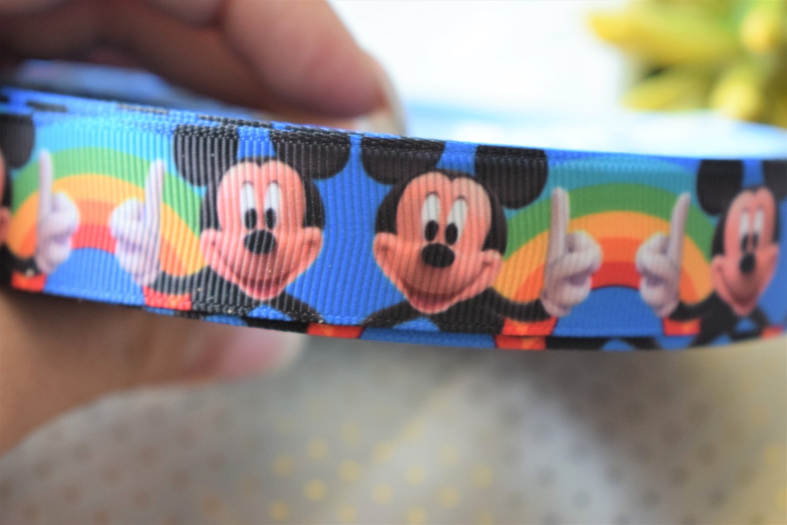 Mickey Mouse Ribbon Disney Ribbon Red Yellow Black White | Etsy