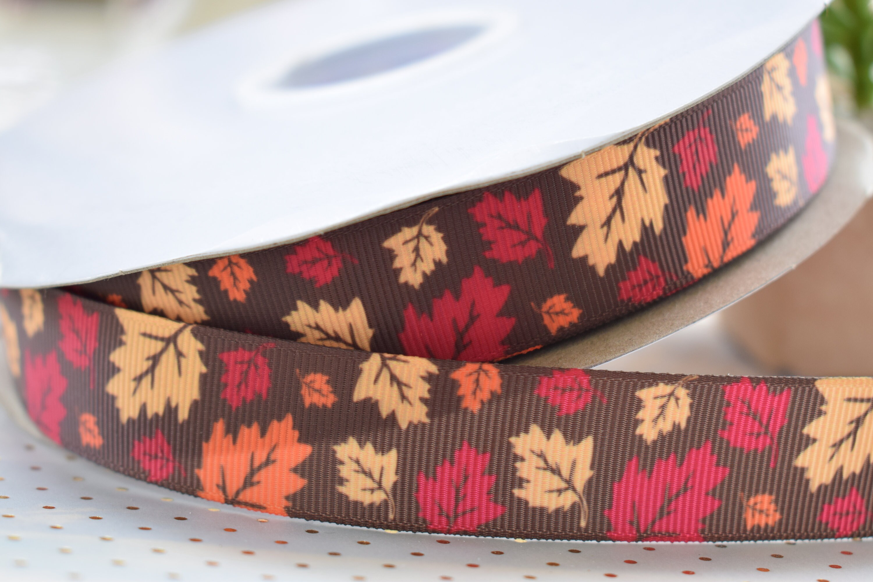 Fall Autumn Leaf Ribbon Fall Leaf Ribbon Leaf Ribbon Orange - Etsy