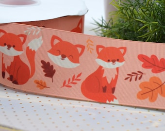 Fox Baby Ribbon, Fox Fall Diaper Cake Ribbon, Foxes Animal Grosgrain Ribbon, Fox Ribbon || 3 Yards of Ribbon - 2" (50mm)
