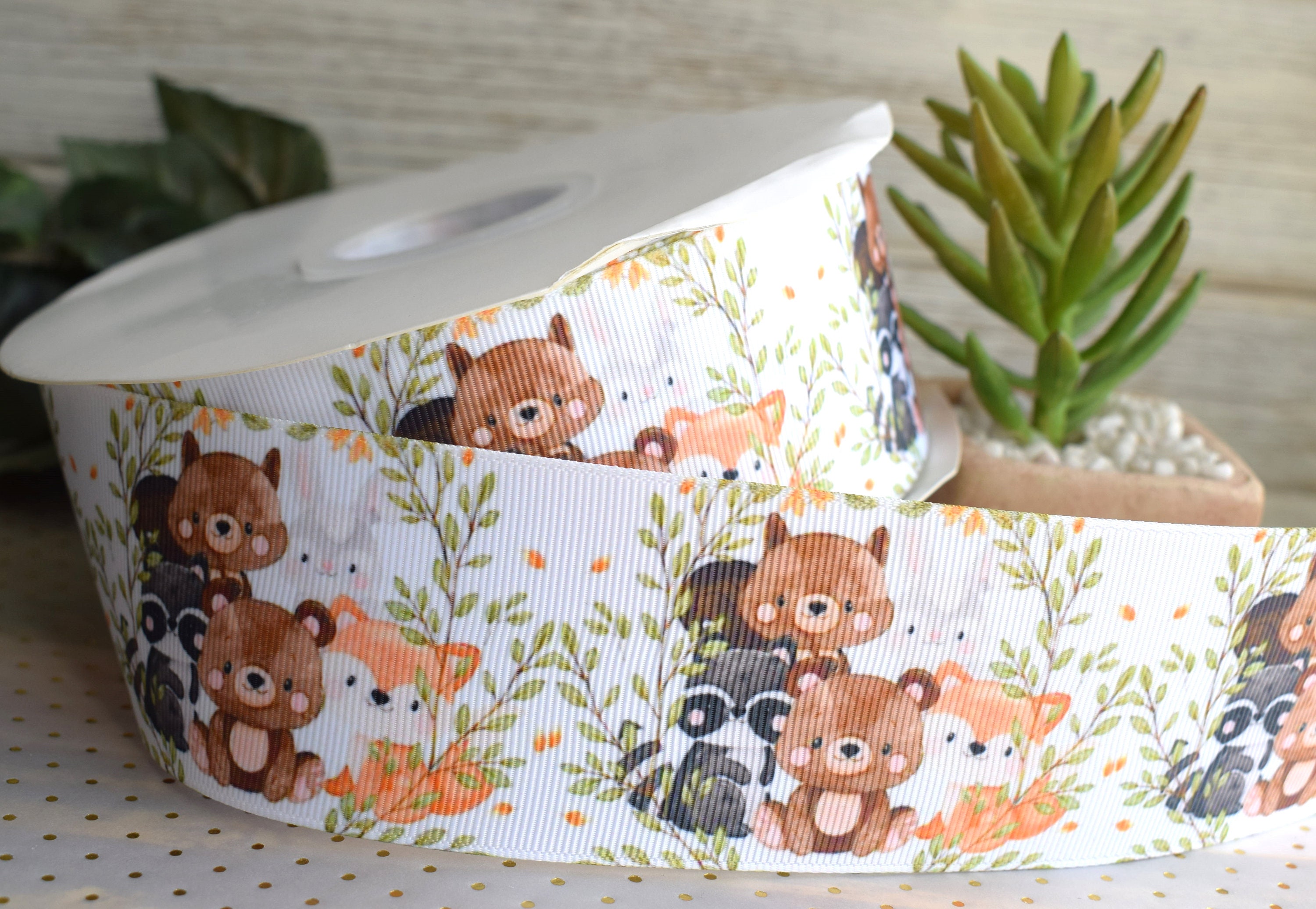 Baby Woodland Animal Ribbon, Fox Bear Raccoon Deer Diaper Cake Baby ...