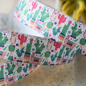 Ruban de cactus de drame de lama, ruban de bébé lama, ruban de fête de cactus d’alpaga, || de mama lama 3 verges de ruban - 7/8 » (22mm)