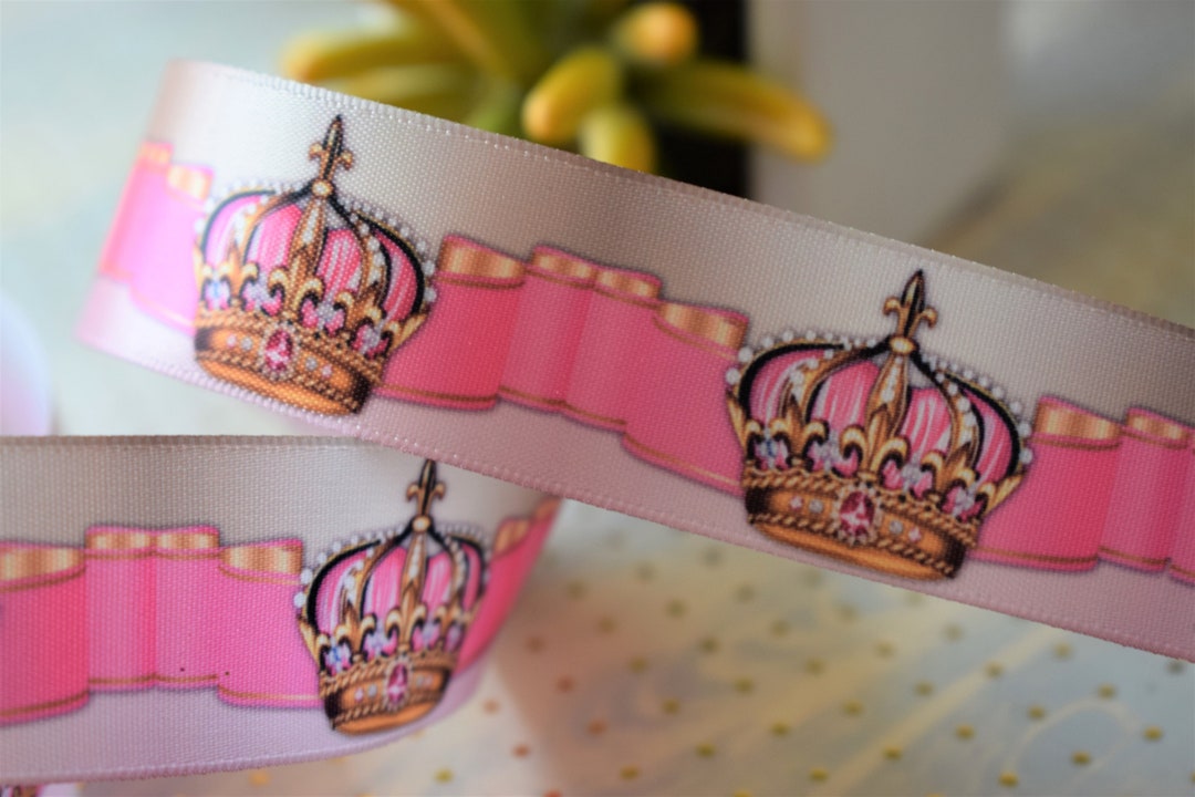 Pink Princess Crown Baby Shower Ribbon, Girl Crown Ribbon, Crown Ribbon ...