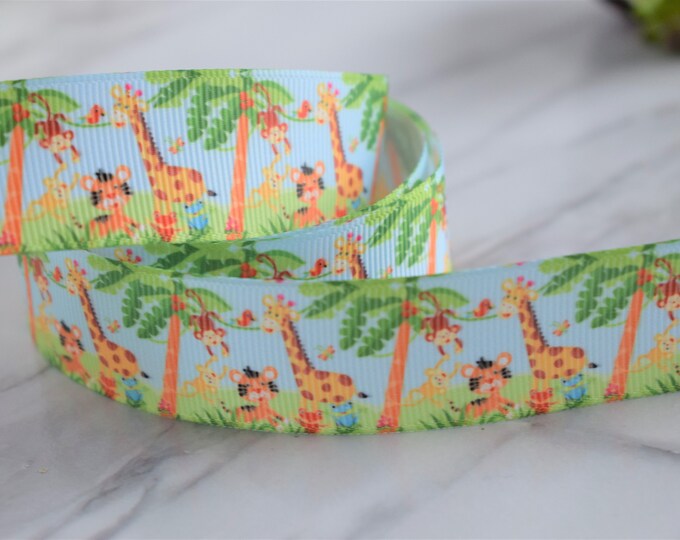 Boy Safari Ribbon, Boy Baby Safari Ribbon, Safari Jungle Monkey Giraffe ...