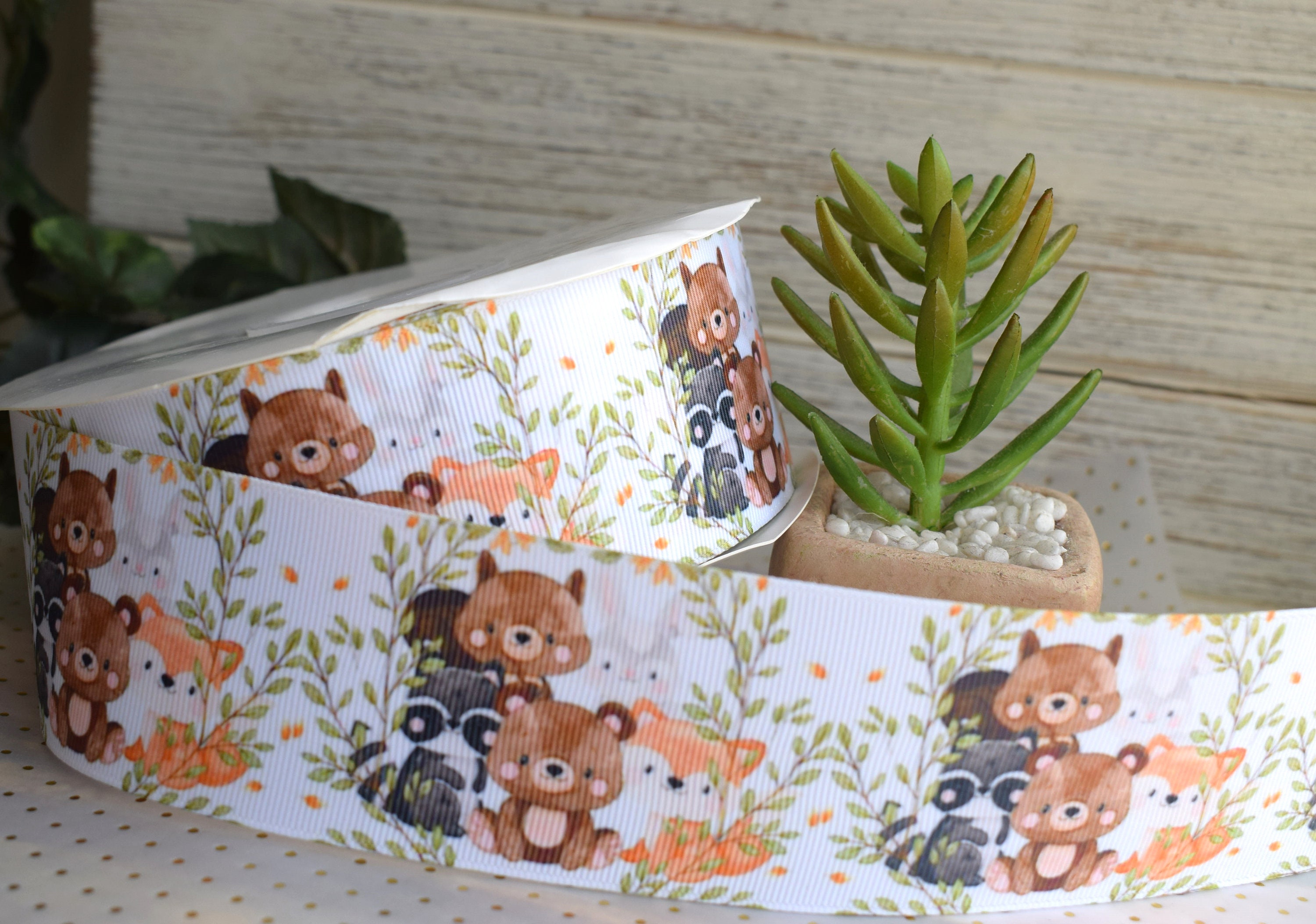 Baby Woodland Animal Ribbon, Fox Bear Raccoon Deer Diaper Cake Baby ...