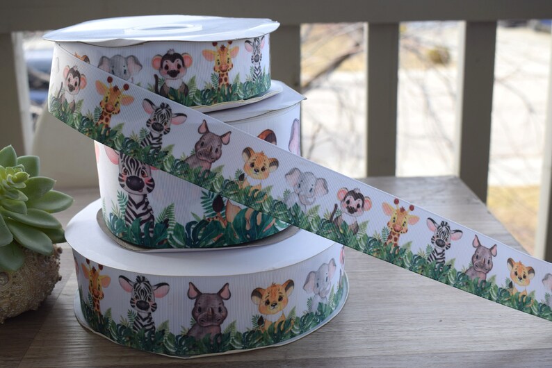 Baby Jungle Animal Safari Ribbon, Diaper Cake Ribbon, Boy Baby Safari ...