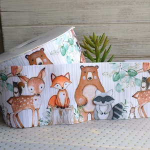 Gâteau de couches avec ruban d'animaux des bois, renard, ours et raton laveur, baby shower des bois || 3 yards de ruban - 1 po. (25 mm) - 2 po. (50 mm) - 3 po. (75 mm)
