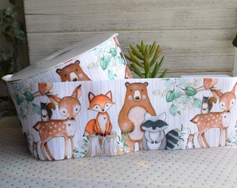 Woodland Animal Ribbon, Fox Bear Raccoon Diaper Cake Baby Shower, Woodland Baby Shower || 3 Yards of Ribbon - 1&quot;(25mm) - 2&quot;(50mm) - 3&quot;(75mm)