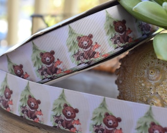 Woodland Animal Ribbon, Animal Baby Ribbon, Animal Grosgrain Ribbon, Fox Owl Ribbon, Woodland Baby Shower || 3 Yards of Ribbon - 1" (25mm)