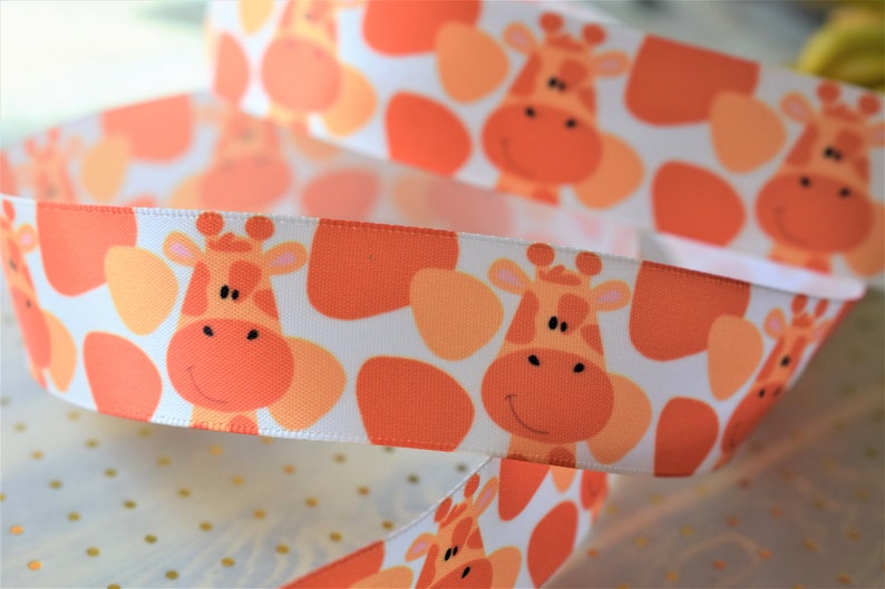 Gitaffe Ribbon Giraffe Satin Ribbon Orange Baby Safari Ribbon Giraffe | Etsy