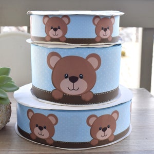 Ruban bleu ours en peluche, ours en peluche c'est un ruban gros-grain garçon, ruban ours bleu || 3 mètres de ruban - 1" (25mm) / 1,5" (38mm) / 2" (50mm)