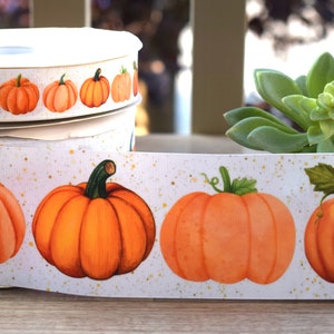 Pumpkin Grosgrain Ribbon, Autumn Flower Ribbon, Fall Pumpkin Grosgrain Ribbon, Pumpkin Ribbon || 3 Yards of Ribbon - 1&quot; (25mm) / 3&quot; (75mm)