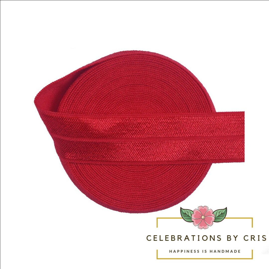 Red Elastic Ribbon, Fold Over Elastic, FOE Elastic Solid Ribbon, Red
