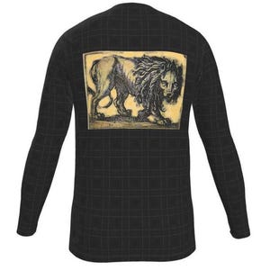 Camiseta esportiva masculina de manga longa ou curta com estampa de leão antigo pintado, anos 1700, design exclusivo, feito à mão em Londres