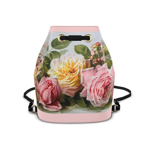 Antique Rose Leather Backpack Handcrafted in London French  display picture 3
