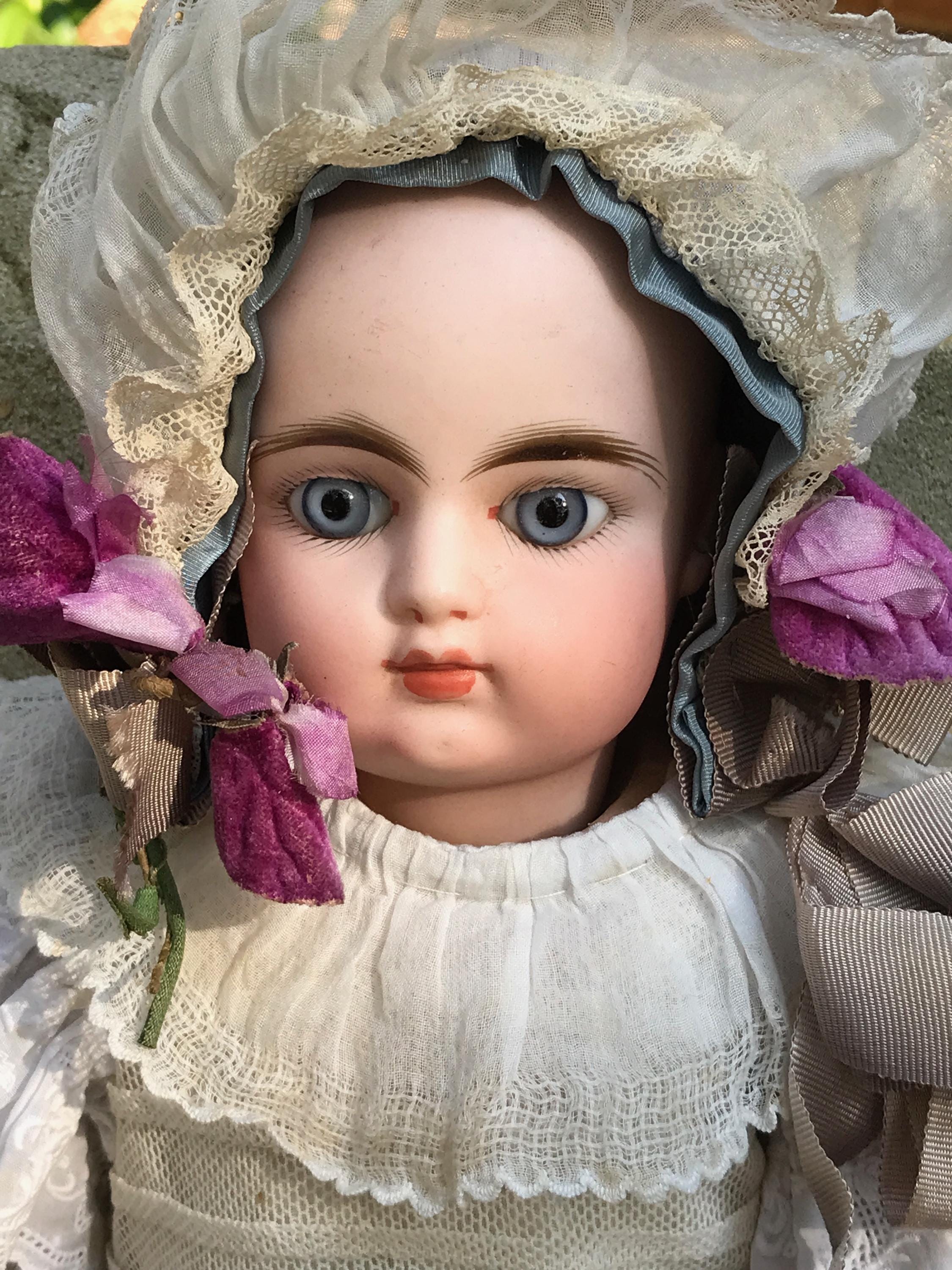 希少 フレンチミニョネット フランスアンティーク ビスクドール グラス