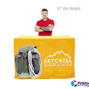 4ft x 42" (Bar Height) Personalized Fitted Table Cover Custom Printing Trade Show Table Cover Banner Printing