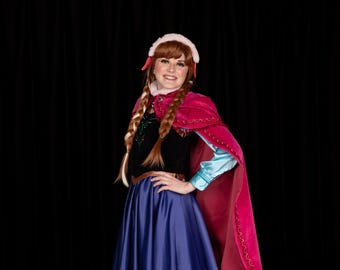 Anna-Perücke | Frozen 1-Zöpfe + weiße Strähne | Anna-Kostüm für Theater, Cosplay & Halloween