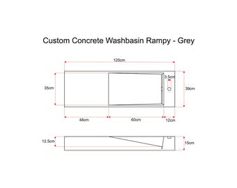 Custome Concrete Washbasin Rampy - Soft Grey