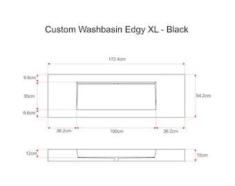 Concrete Washbasin Custom Made Edgy XL - Black