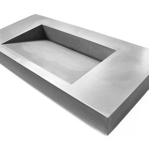 Lavabo en béton - Style long et audacieux, Lavabo à poser, Lavabo rectangulaire en béton, Lavabo sur mesure, Lavabo de salle de bain, Gris, Blanc
