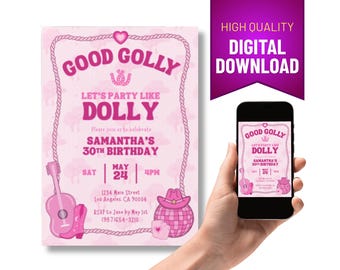 Good Golly Dolly Geburtstagseinladung - Cowgirl Western-Party Invite (digitaler Download)
