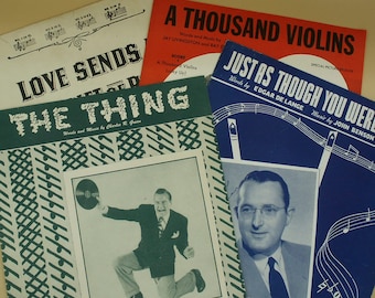 Sheet Music Ephemera Collection of 4 from 1919-1950 American Antique sheet music