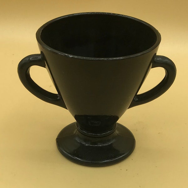 Vintage Black Onyx Depression Glass Sugar bowl with 2 handles