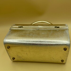 Vintage Gold tone Box Top Handle evening bag. Made by Meyers in the US Gold clasp and handle image 7