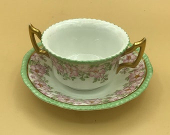 Vintage D & C made in France China Limoges Bouillon Broth  Cup with Saucer