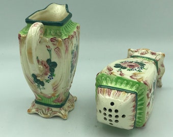 Vintage Creamer and Sugar Shaker Hand painted in Japan  Marutomowate