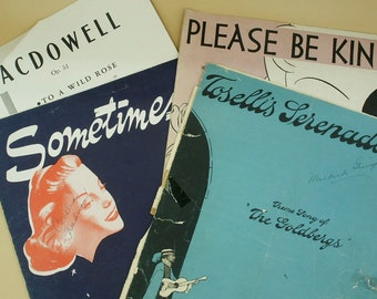 Sheet Music Ephemera Collection of 4 from 1920's to 50's  American Antique sheet music