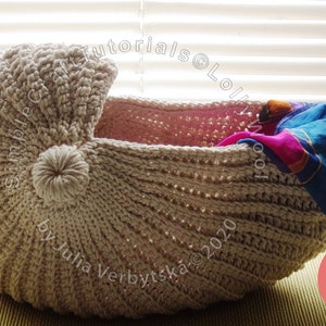 Nautilus Shell Crochet Basket Photo PDF Crochet Pattern, Detailed Photo Tutorial, Simple Crochet Pattern image 3