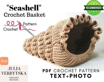 Sea Shell Crochet Basket PDF Pattern Tutorial