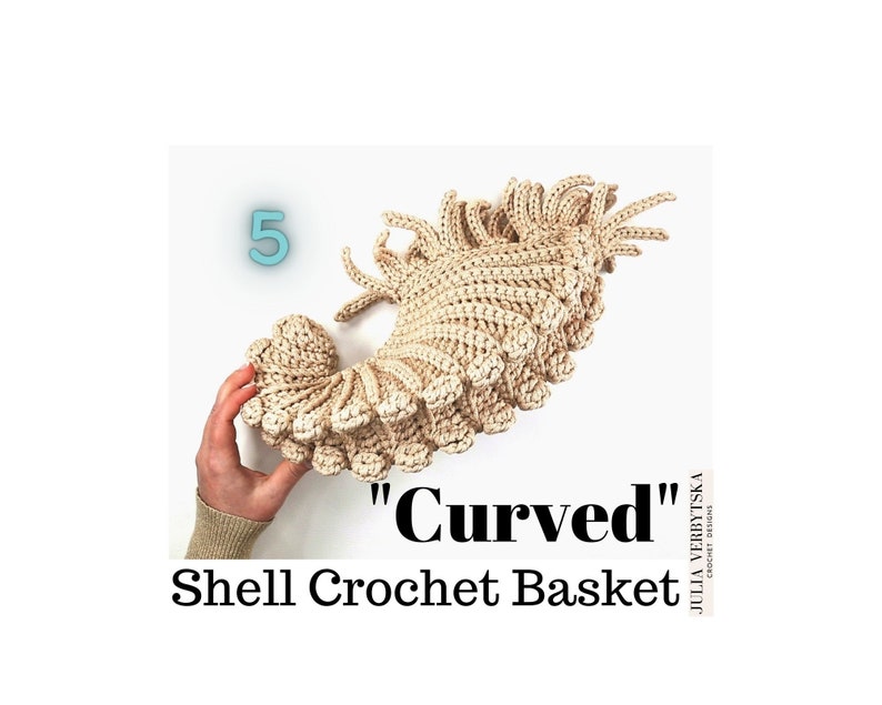 Entire 5 Seashell Basket Collection PDF Crochet Patterns 5 DIY projects for your sea themed home, ocean or beach decor, great gift idea image 6