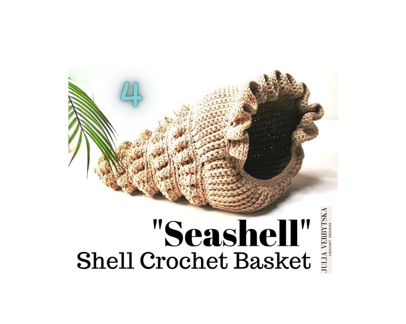 Entire 5 Seashell Basket Collection PDF Crochet Patterns 5 DIY projects for your sea themed home, ocean or beach decor, great gift idea image 5