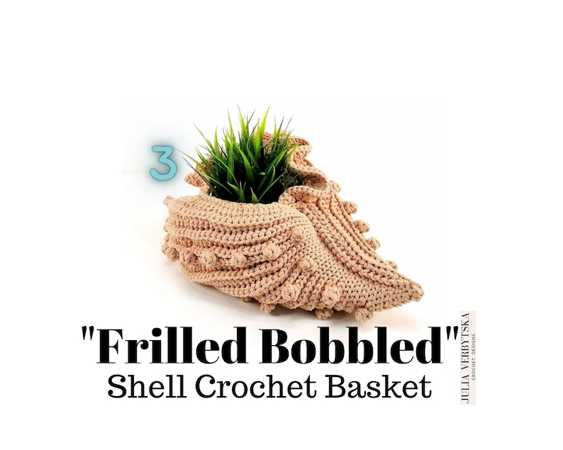 Entire 5 Seashell Basket Collection PDF Crochet Patterns 5 DIY projects for your sea themed home, ocean or beach decor, great gift idea image 4