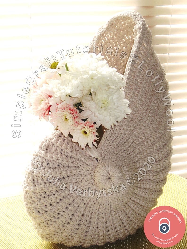 Nautilus Shell Crochet Basket Photo PDF Crochet Pattern, Detailed Photo Tutorial, Simple Crochet Pattern image 8