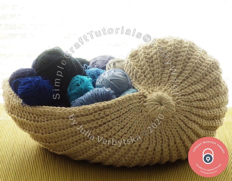 Nautilus Shell Crochet Basket Photo PDF Crochet Pattern, Detailed Photo Tutorial, Simple Crochet Pattern image 6