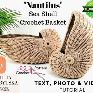 Nautilus Shell Crochet Basket Photo PDF Crochet Pattern, Detailed Photo Tutorial, Simple Crochet Pattern