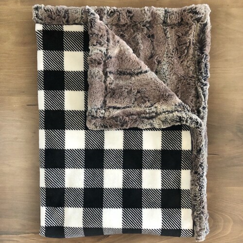 Buffalo Plaid Faux Fur Minky Blanket Etsy