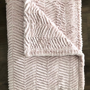 Rosewater Pink Zig Zag Minky Blanket for Women and Girls
