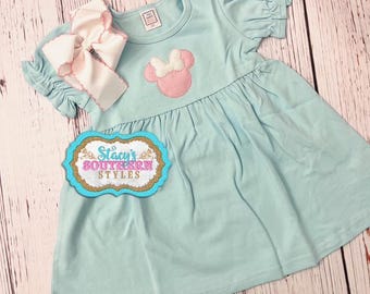 Mouse Ears Tunic, Cute Travel Dress, Great Theme Park Outfit, Cute Girl Mouse Dress, Mouse Birthday Outfit