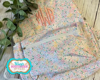 Floral Backpack, Cute Girl's Backpack, Fun School Backpack, Floral Lunch Kit, Floral Lunch Box