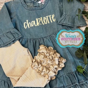 Túnica vaquera, vestido vaquero personalizado, túnica vaquera con monograma, bonito vestido vaquero